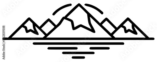 Mountain road sign vector illustration icon design logo symbol label black art Japanese kanji tattoo hand shape business