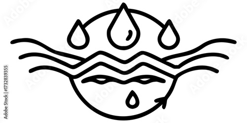 Black and white vector illustration of an abstract monster fish face mask design