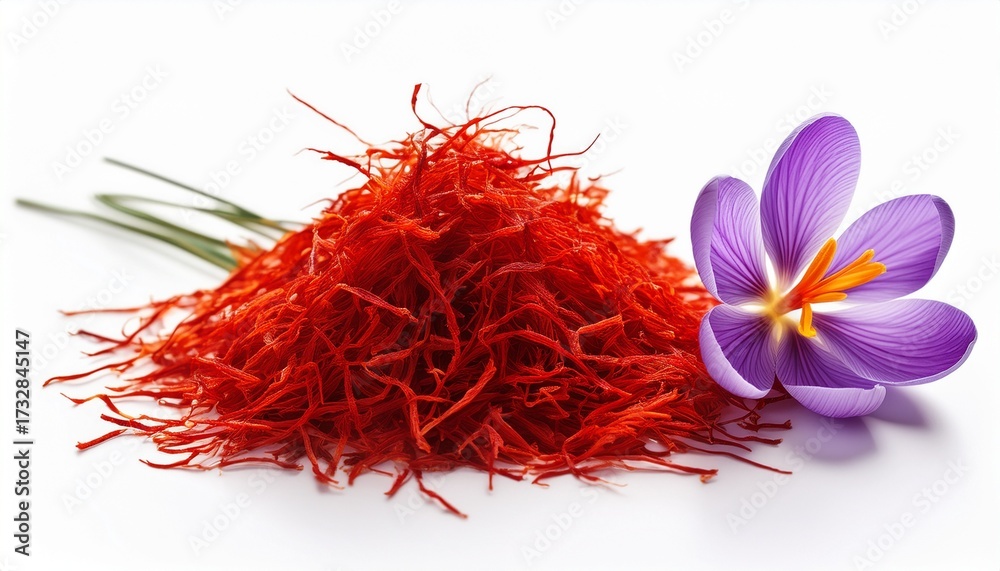 Fototapeta premium Saffron And Saffron Flower On White History
