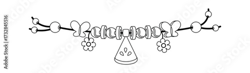 Beaded bracelet with watermelon medallion