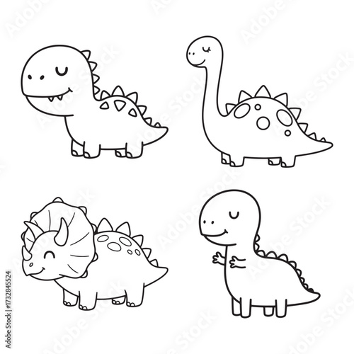 Adorable hand drawn dinosaur illustration for children s coloring pages and nature art