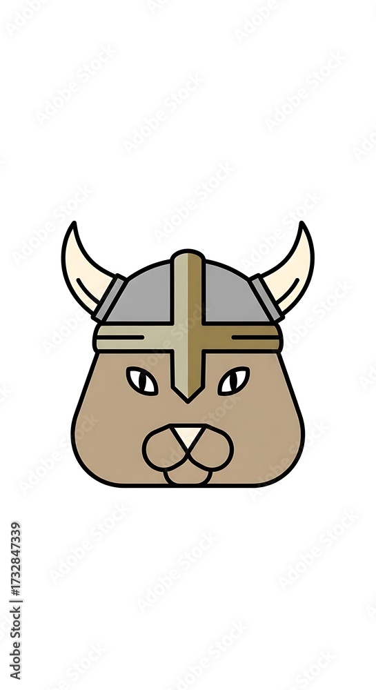 Fototapeta premium Cute Viking Cat Head Illustration.