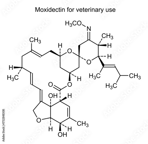 Chemical structure of moxidectin for veterinary use, drug substance