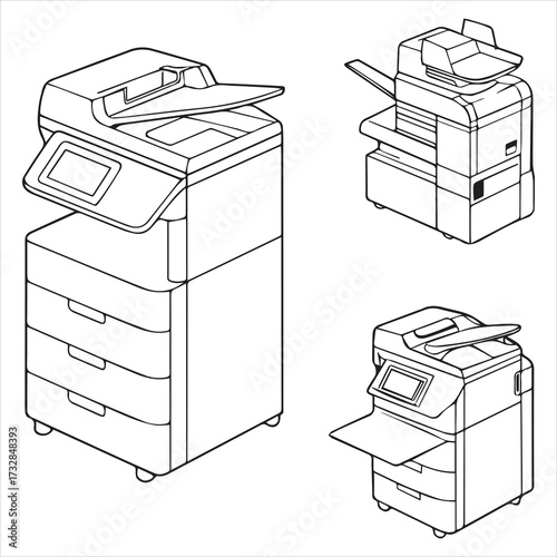 printer machine icon set vector