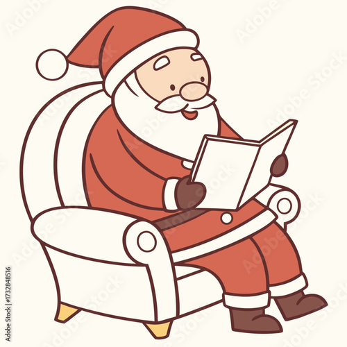 Santa Claus reading letters on a white background vector illustration