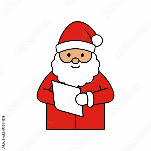 A cheerful Santa Claus reading letters on a white background vector illustration