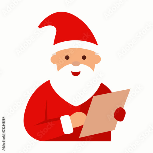 A classic illustration of Santa reading letters on a white background vector illustration