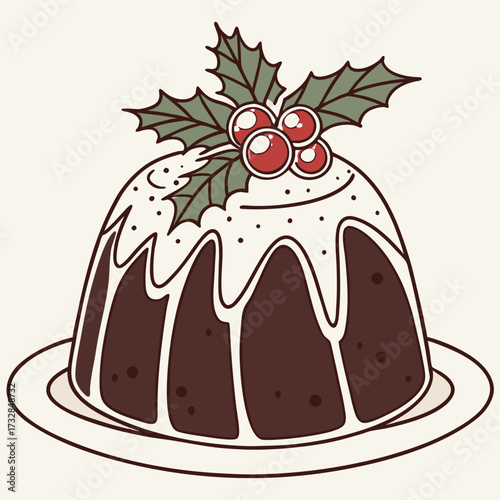 A traditional Christmas pudding vector illustration