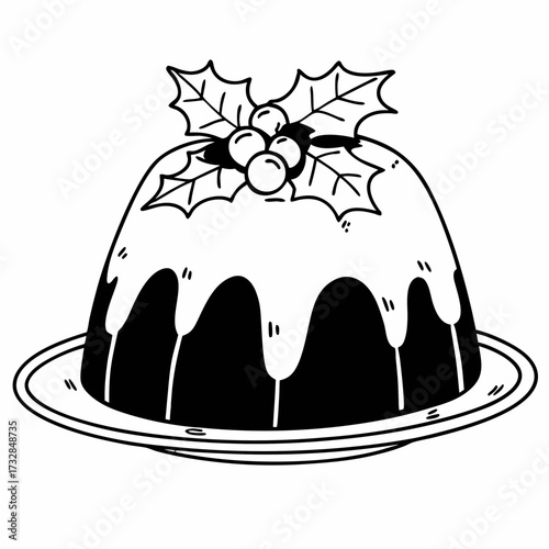 A festive Christmas pudding isolated on a white background vector illustration