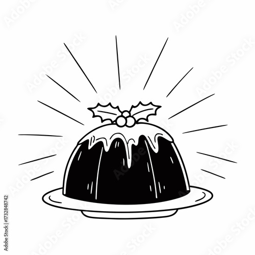 A delicious Christmas pudding on a plain white background vector illustration