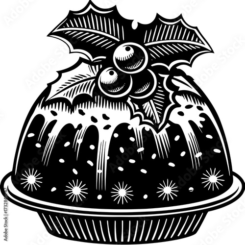 A Christmas pudding on a white background vector illustration