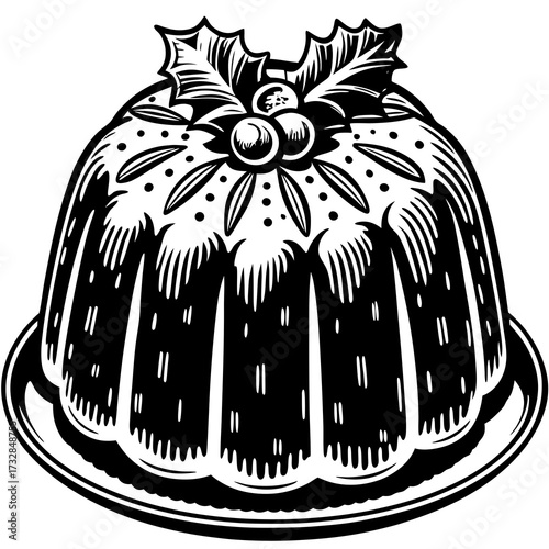 A simple illustration of a Christmas pudding on a white background vector illustration