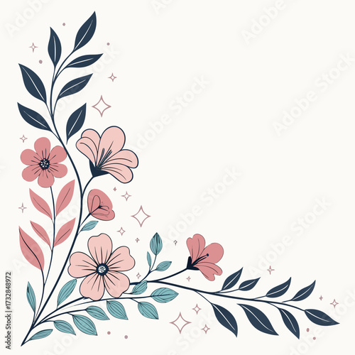 A glittering floral border perfect for card invitations vector illustration