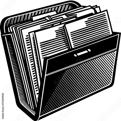 Bank account opening folder icon with necessary documents vector illustration