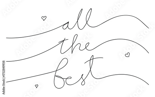 Elegant all the best wishes calligraphy with tiny hearts