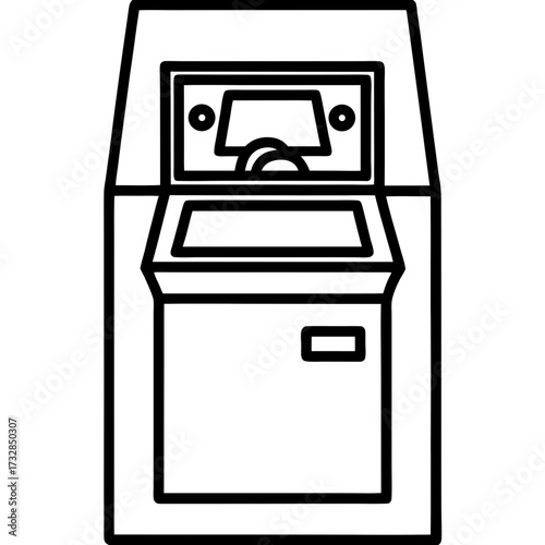 ATM machine icon showing cash being dispensed from the slot vector illustration
