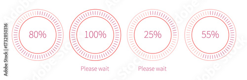 76% is written in the circle. It says in the circle please wait. Vector illustration  in flat style.
