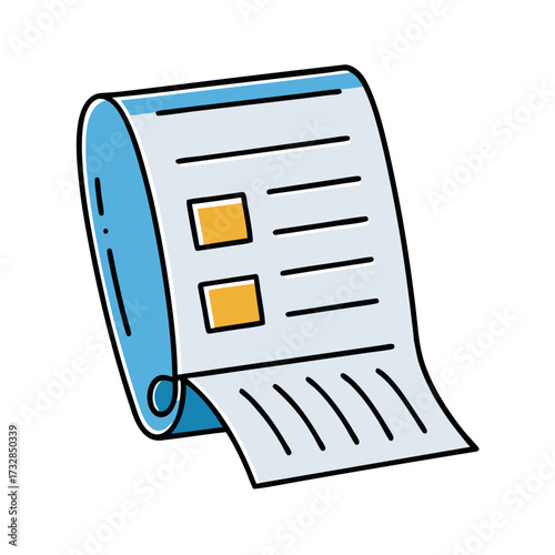 An invoice bill icon in a paper style with a barcode vector illustration