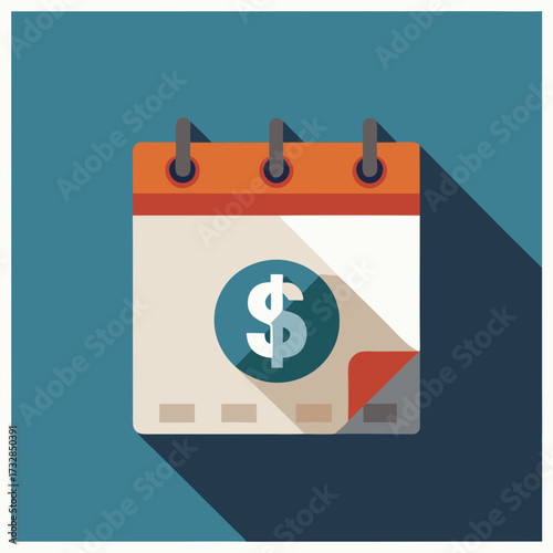 A calendar with a dollar sign marking the date for payday vector illustration