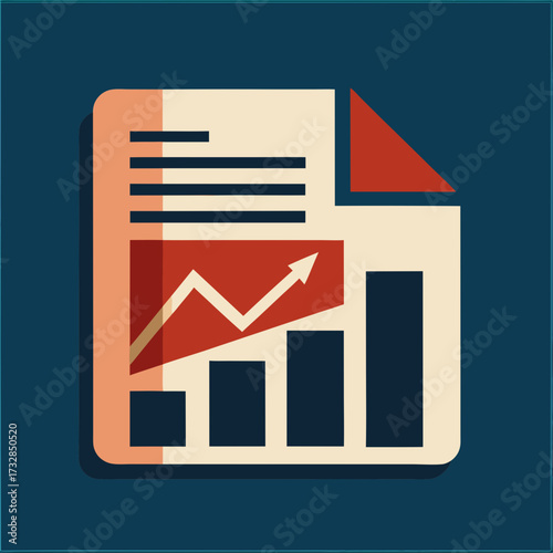 An economic report news icon with a newspaper and a data chart vector illustration