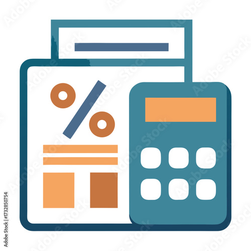 A flat vector icon of a calculator for loan interest rates vector illustration