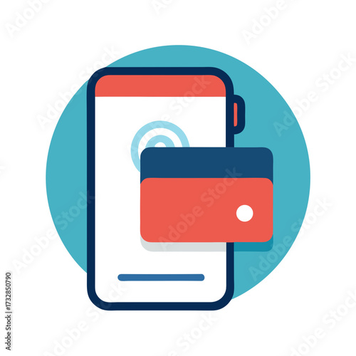 A digital wallet icon showing a smartphone with payment functionality vector illustration