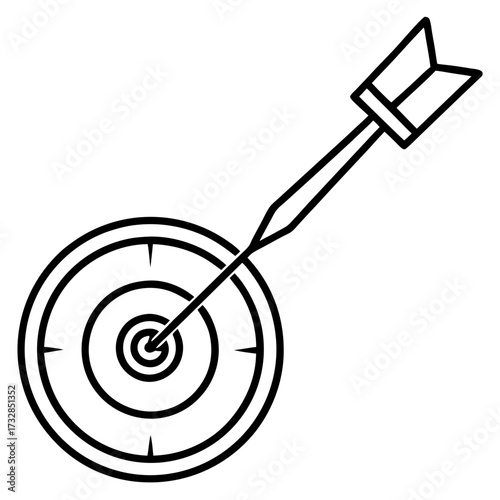 An icon of a dart hitting a coin target representing a financial goal vector illustration