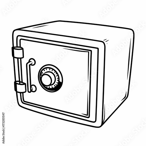 A safe deposit box icon in a 3D flat vector style on a white background vector illustration