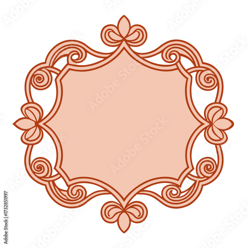 An intricate rectangular floral frame in a vintage line art style vector illustration