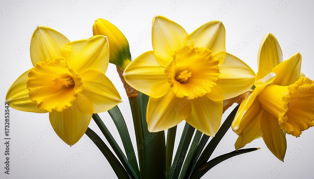 Fototapeta premium Yellow Daffodils Flower Isolated On A Transparent Background In Close Up