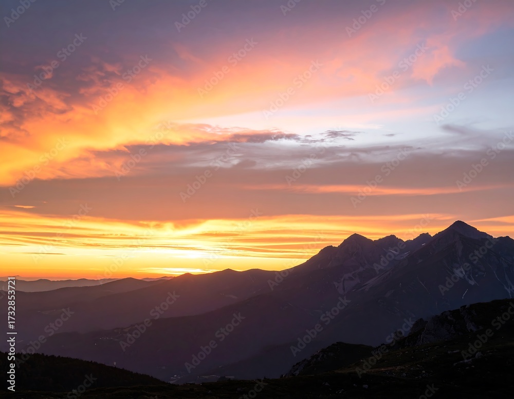 Obraz premium Mountain sunset panorama