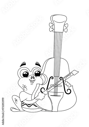 Black-and-white frog performing double bass