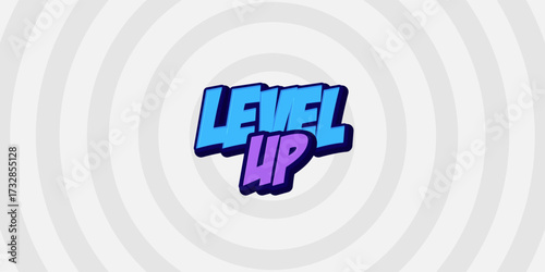Editable text effect Level Up 3d cartoon template style premium vector. Eps 10