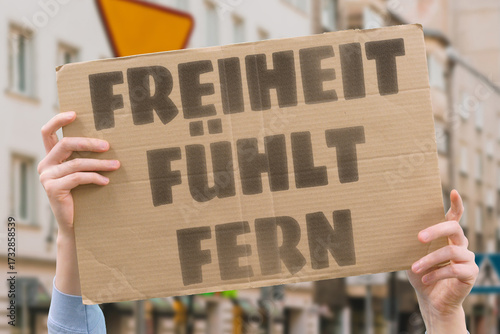 “Freiheit Fühlt Fern” Rights shrink while people feel their freedom slipping away. FREEDOM. LOSS. SOCIETY. STRUGGLE. RIGHTS. FUTURE.