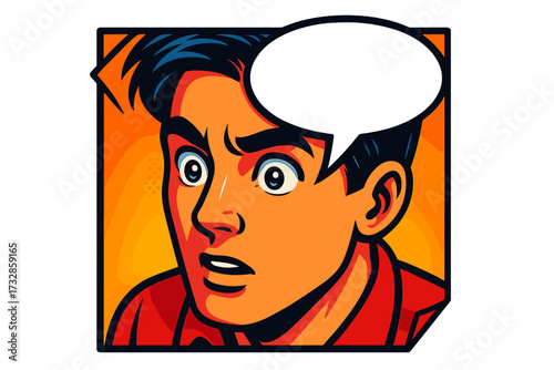 Vibrant Comic Close-Up. Isometric vector illustration set Comic Panel Close-Up: single character panel zoomed in with speech