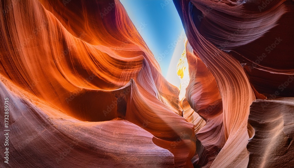 Obraz premium Antelope Canyon In The Navajo Reservation Page Northern Arizona Famous Slot Canyon Light Showing Off The Glamorous Detail Of The Ancient Spiral Rock Arches Rock Formation Game Of Lights