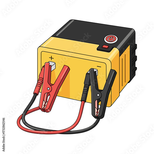 Portable power station showcased with alligator clips for charging devices with ease, portable power station depicted here is perfect for camping trips or emergencies.
