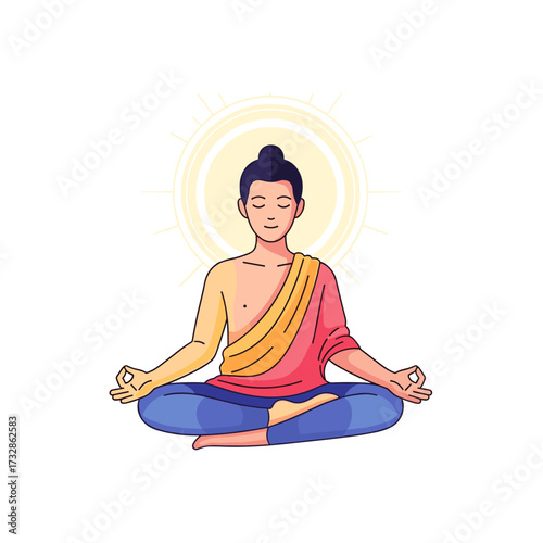Man in lotus position engaged in meditation session, perfect for mental clarity. Male figure sitting in lotus position practicing meditation, a pathway to inner peace, focus, and mindfulness.