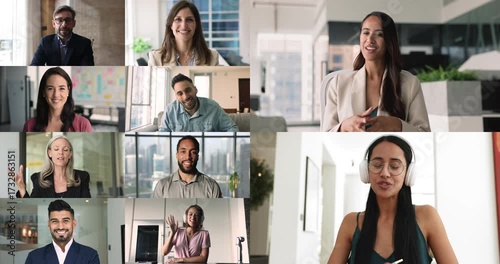 Collage of people participating in virtual video conference event