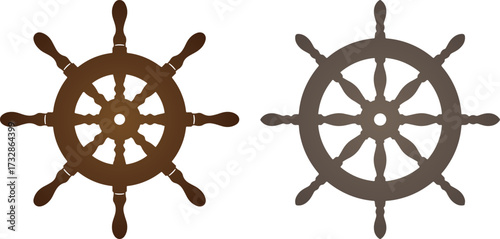Vintage Ship Wheel Color Vector Design Collection