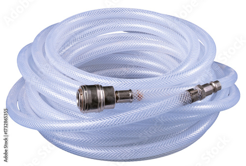 Pressure hose for compressed air on an isolated background.