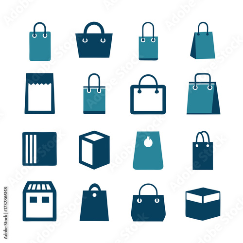 Collection of shopping bag and box icons, retail theme
