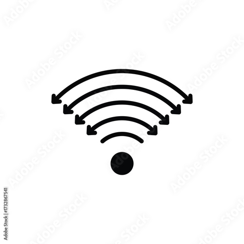 Vector art of wifi signal icon with concentric arcs representing network strength