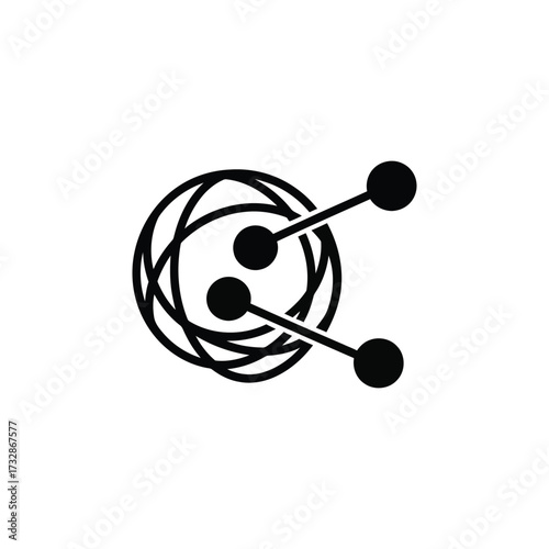 Vector art of abstract atomic  orbit model with electrons