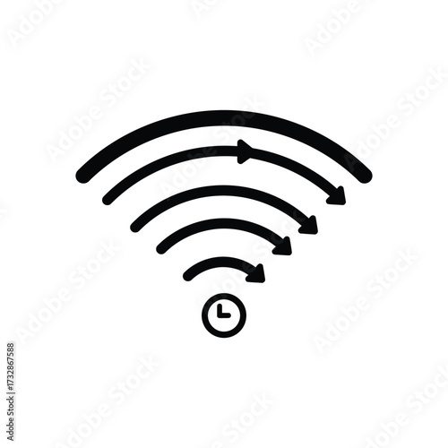 Vector art of wifi signal icon with curved lines