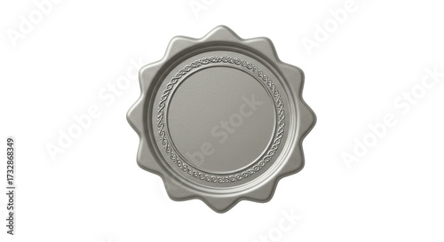 Shiny metallic seal on white background