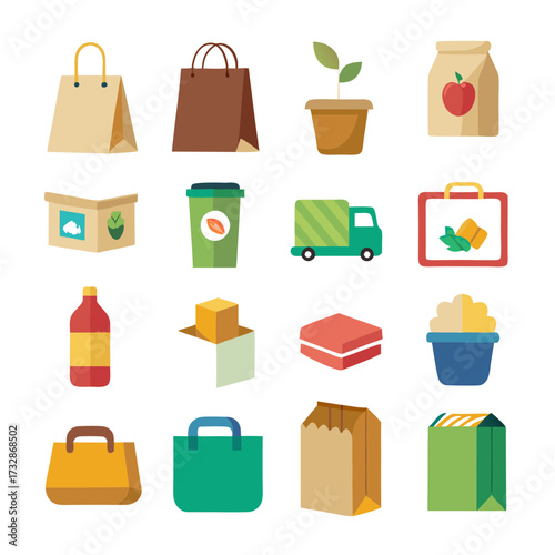 Collection of flat design shopping and delivery icons
