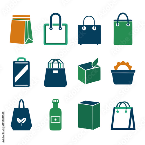 Iconic vector illustration of environmentally friendly packaging solutions