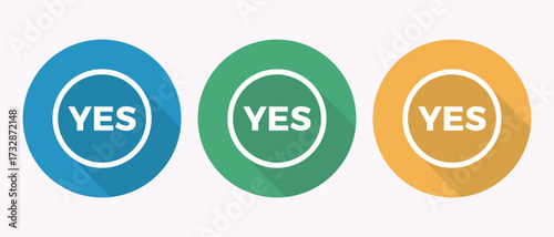 Colorful Yes Icons Representing Agreement in Various Shades and Positive Confirmations