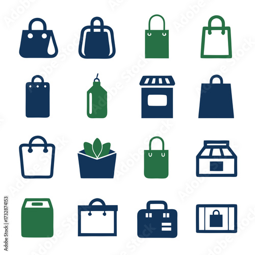 Vector Icon Set of Shopping, Shop, Travel Elements